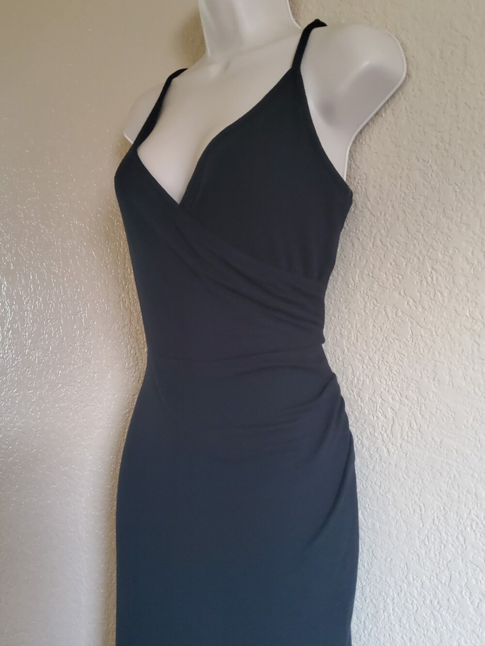 NWT 41 Hawthorn Black Ribbed Faux Wrap Dress M​ - Picture 4 of 9
